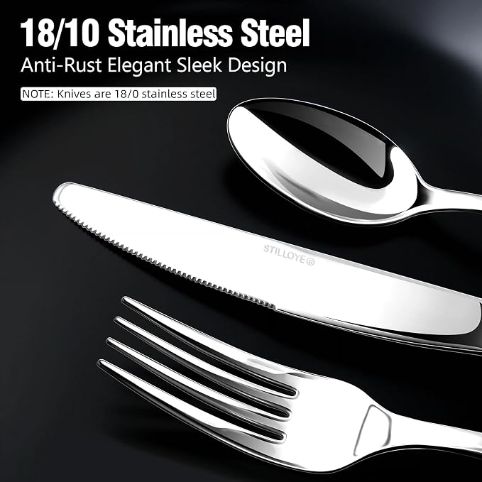 Silverware Set for 12, 60 Piece 18/10 Stainless Steel Flatware Utensils Cutlery Set, Mirror Polished knives Forks and Spoons Silverware Sets,Dishwasher Safe for Dinner Home Kitchen Wedding Party