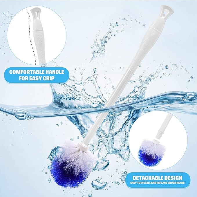 Reallnaive 24 Pcs 18 Inch Toilet Brush Toilet Bowl Cleaner Brush Bathroom Long Plastic Handled Cleaning Scrubber with Hook Hole for Household Bathroom Cleaning Supplies (Round Handle)