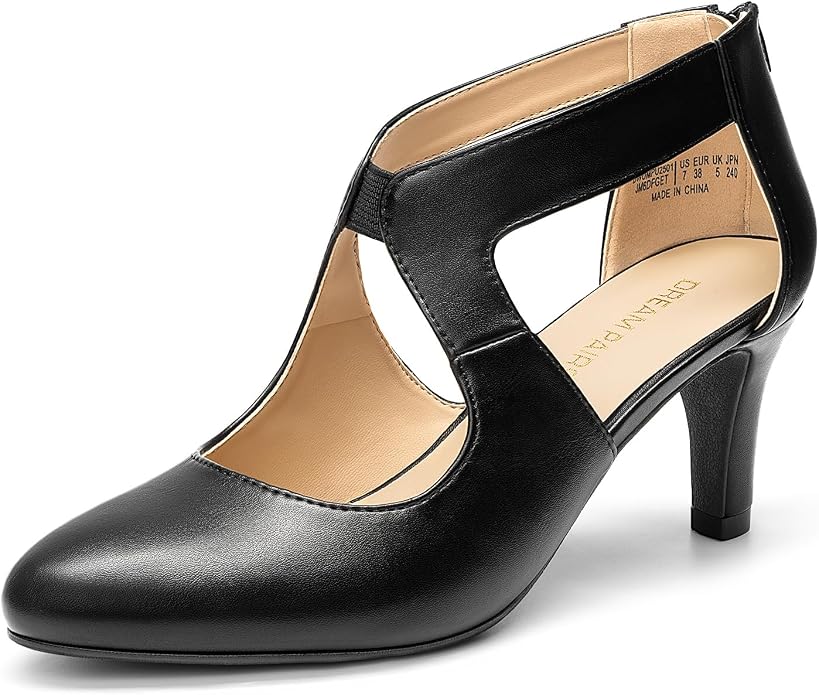 DREAM PAIRS Women's Pumps Closed Pointed Toe Kitten Heels | Elegant Party Dress Shoes with Chic Crisscross Cutouts, 2.76 Inch Heel, and Back Zip for Polished, All-day Secure Strides
