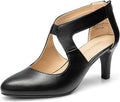 DREAM PAIRS Women's Pumps Closed Pointed Toe Kitten Heels | Elegant Party Dress Shoes with Chic Crisscross Cutouts, 2.76 Inch Heel, and Back Zip for Polished, All-day Secure Strides