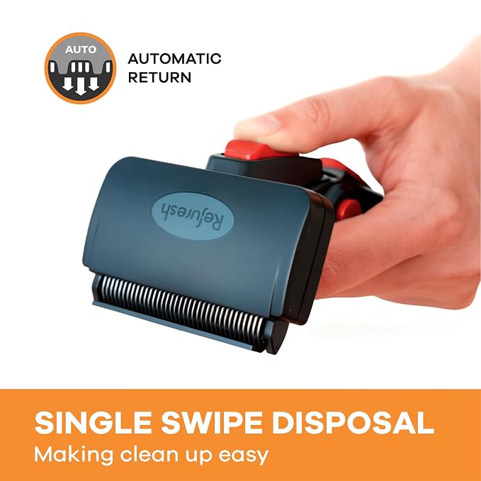 Deshedding Dog Brush for Long Hair (Medium,Red) – Gentle Deshedding Tool for Dogs & Cats – Reduces Shedding, Without damaging Topcoat. Removes Loose Fur & Dead Undercoat.
