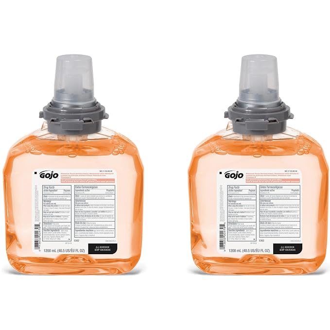 GOJO TFX Premium Foam Antibacterial Handwash, Fresh Fruit Scent, 1200 mL Touch-Free Dispenser (Pack of 2) - 5362-02