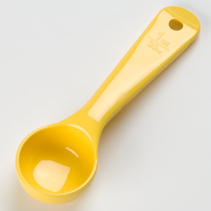 Carlisle FoodService Products 492104 Measure Miser Solid Measuring Spoon with Short Handle, 1 Ounce, Yellow