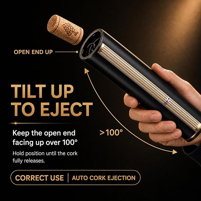 BLUBYEES Electric Wine Opener with Charging Base and Built-In Foil Cutter, Rechargeable Touch-Activated Automatic Corkscrew, Premium Wine Gifts for Men Women, Dad, Husband