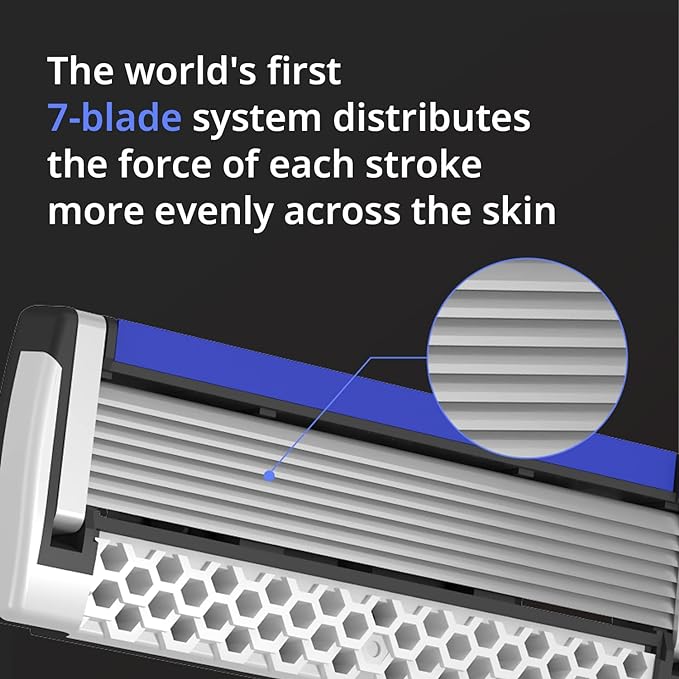 Dorco Pace 7 - Shaving Razor System for Men with Seven Curved Blades - Value Pack (10 Cartridges + 1 Handle)