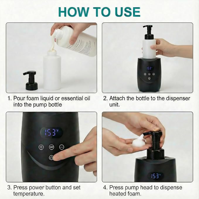 Professional Hot Lather Machine for Shaving, Smart Shaving Cream Warmer with 2×500ml Refillable Foam Bottles, Large Capacity Hot Foam Dispenser with LED Display for Home, Salon & Barber Shop (black)