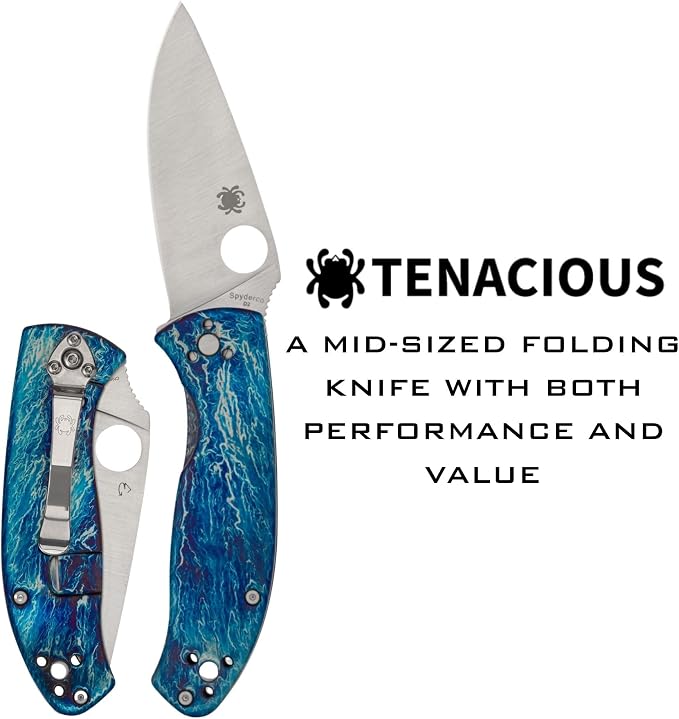 Spyderco Tenacious R.I.L. Disarray Folding Pocket Knife, PlainEdge | 7.74" Overall Length, 3.3" D2 Steel Blade, Titanium Handle, R.I.L Lock, Full-Flat Grind