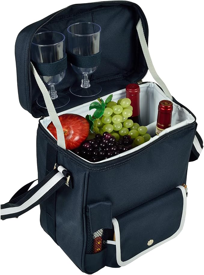 Personalized Picnic at Ascot Wine and Cheese Basket/Cooler with Acrylic Glasses, Hardwood Cutting Board, Cheese Knife and Corkscrew