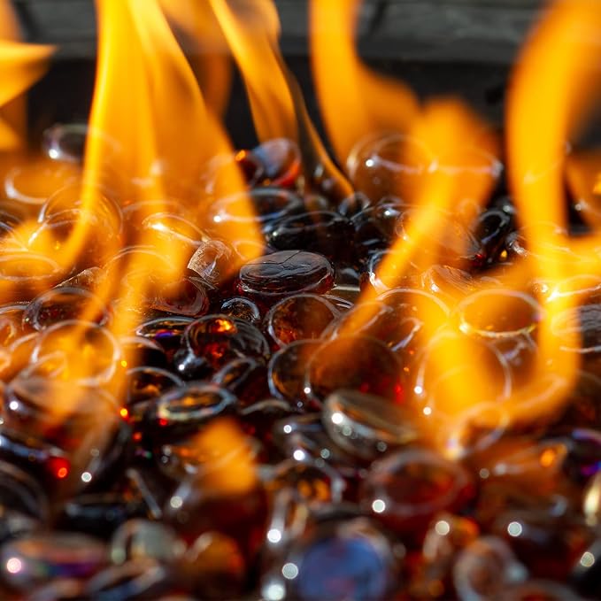 10 lbs Fire Pit Glass Diamonds,1/2 Inch Caribbean Blue Fire Glass | Reflective,Glass Diamonds For Natural or Propane Fire Pit, Landscaping Rock Stones,Tempered，Fireplace
