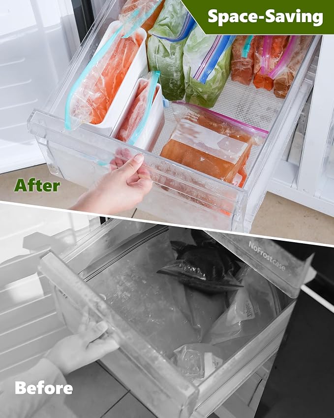 iCASA 4-Pack Soup Cubes Freezer Molds for Food Storage Bags 2 Cup + 6 Cup | Large + Small Meal Prep Bag Container, Freeze Soups, Sauces, Leftovers & Bone Broth, For Gallon Quart Food Storage Bags
