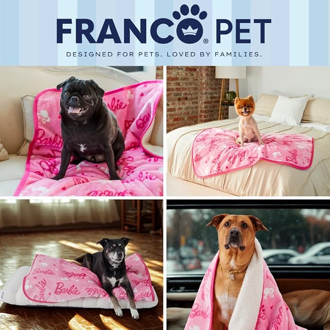 Barbie Waterproof Dog Bed Cover, Large 30x40 Pet Blanket for Furniture Bed Couch Sofa, (Officially Licensed) by Franco