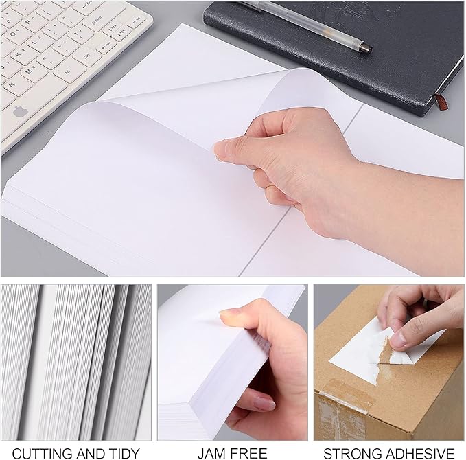 (500 Labels/250 Sheets) Labelebal Half Sheet Labels, Shipping Labels 2 Per Sheet for Laser & Inkjet Printers, 8.5" x 5.5" Address Labels, Totally 500 Pcs Half Sheet Shipping Labels