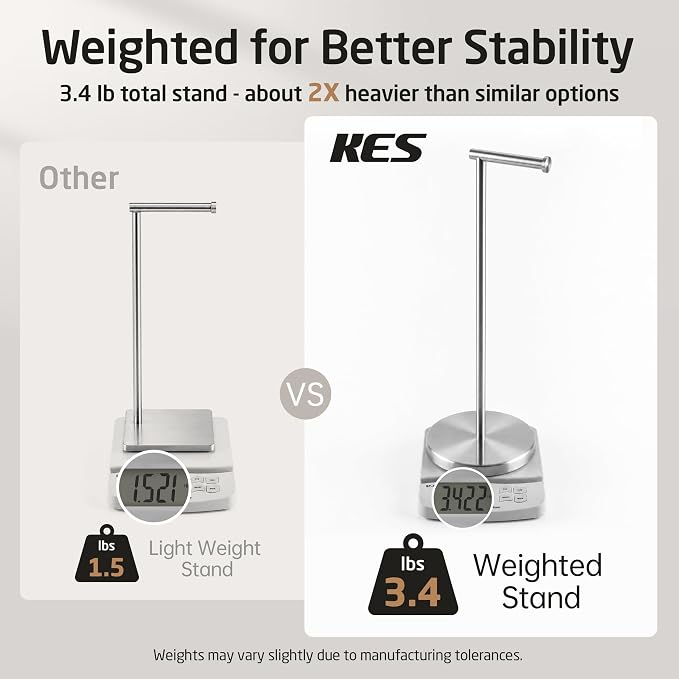 KES Toilet Paper Holder Stand 26" H (Taller Version), Free Standing Toilet Paper Roll Holder with Weighted Base for Bathroom, Rustproof SUS304 Stainless Steel Brushed Finish, BPH283S66-2