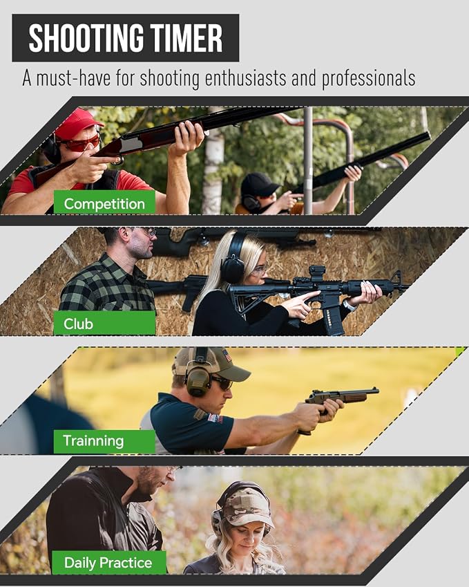 Professional Shot Timer for Shooting Competition, 0.01s Precision Tactical Training Shot Timers with Loud Buzzer, Enhanced Detection & Long Battery Life & 4 Modes (Yellow)