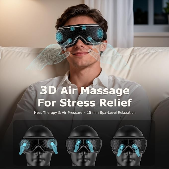 ALLJOY Eye Massager with Heat and Cooling, FSA Eligible HSA, Eye Massager with Removable Gel Mask, Birthday Gifts for Women Men Her Him Eye Care Devices for Migraine, Reduce Dry Eyes