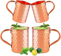 UNISWEET Moscow Mule Pure Copper Mugs - Set of 4-100% Pure Copper Hammered coffee cup, Perfect For Wine, Beer, Cold Drink, Bar, Party, Gifts (Square Copper Mugs)
