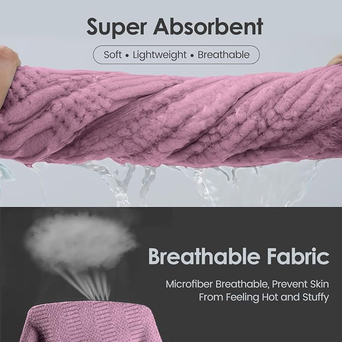 JML Microfiber Bath Towels, Purple, 30" x 60", 2 Pack | Hanging Hook, Lint Free, Oversized, Soft, Super Absorbent, Fast Drying, Use for Sport, Fitness, Yoga, Diamond Cross Grid