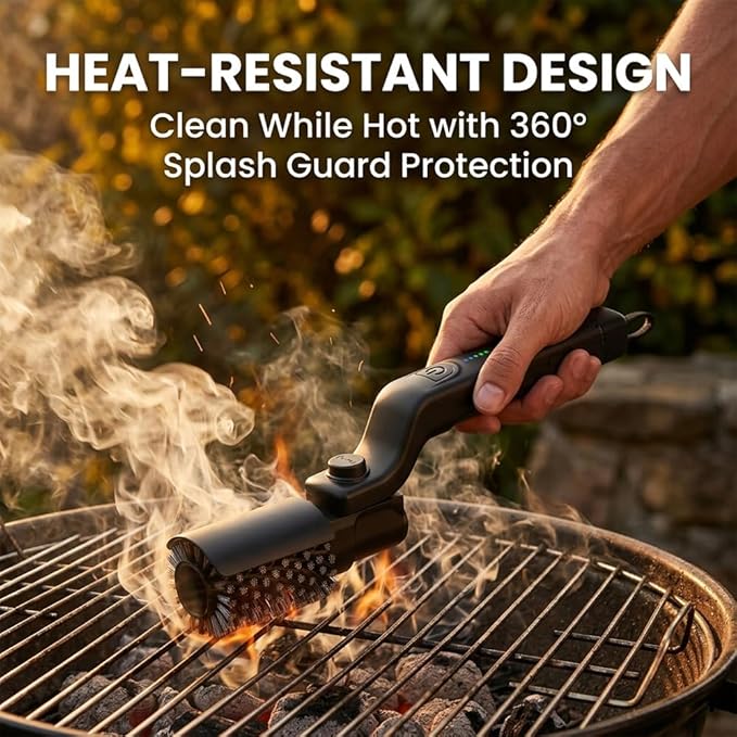 Electric Grill Brush Cleaner for Outdoor Grill, 3 Speed Adjustable Electric BBQ Grill Brush with Cordless Rechargeable Battery, Rotary Cleaning Head BBQ Grill Cleaner Tool