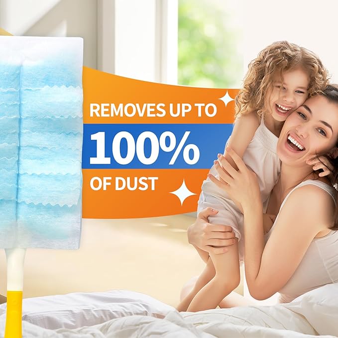 100 Count Electrostatic Duster Refills Compatible with Swiffer Duster, Multi-Surface Dusting Refills, Microfibre Dusters for Cleaning, Unscented