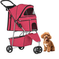 BestPet 3 Wheels Pet Dog Stroller Cat Cage for Medium Small Dogs Cats Travel Folding Carrier Waterproof Puppy Stroller with Cup Holder & Removable Liner,Red