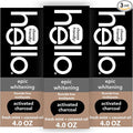 hello Epic Whitening Activated Charcoal Fluoride Free Toothpaste, 3Pk, 4 oz | Black Paste with Fresh Mint and Coconut Oil, Whitens Teeth Naturally, Enamel Safe, Vegan, SLS Free, Dye Free