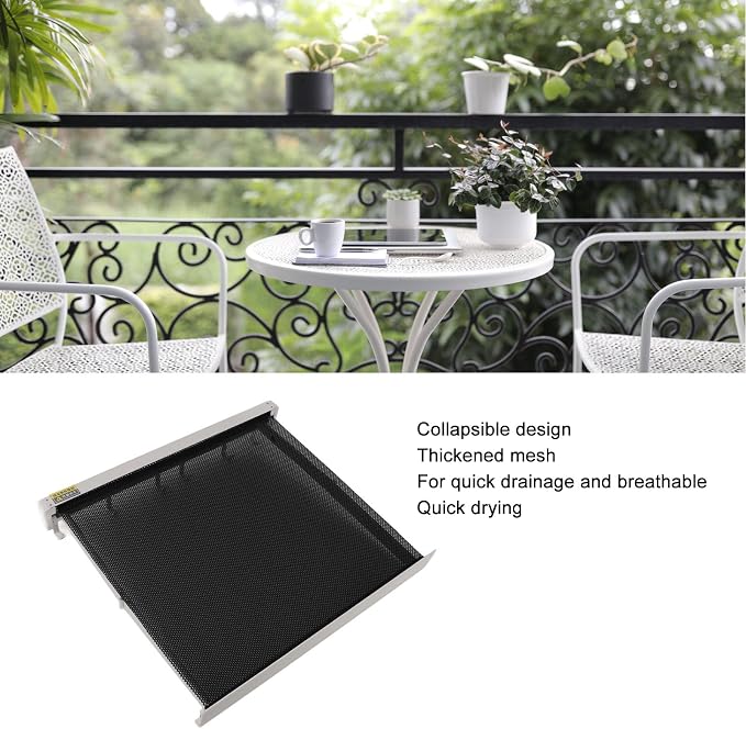 Pilipane Retractable Clothes Drying Rack Wall Mount Foldable Laundry Organizer with Breathable Mesh Platform for Patio Bathroom Aluminum 42x37.8cm (White)