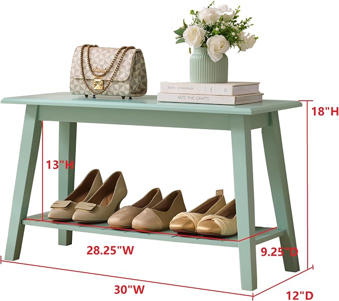 KB Designs - Contemporary Rectangle Storage Bench with Streamlined Design Polished Bottom Shelf for Books Shoes and Magazines Versatile Seating and Entryway Organization - Glacier