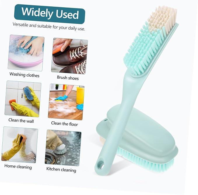GALPADA 5sets Ergonomic Laundry Brush for Clothes Shoes Long Handle Scrub Brush for Household Cleaning