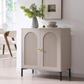 IFGET 34"Tall Modern Arch Sideboard Buffet Cabinet with Storage, Light Grey | Fluted Arched Sideboard Cabinet w/Adjustable Shelves, Wood Modular Kitchen Cabinet for Dining& Living Room, Kitchen, Entryway