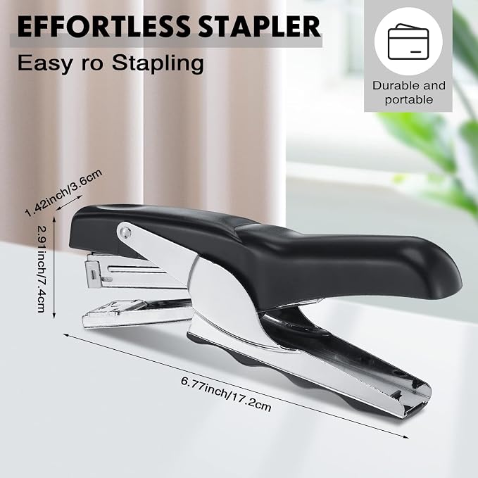Yexiya Heavy Duty Plier Stapler Heavy Duty Office Hand Held Stapler Effortless 50 Sheet Capacity Desk Good for Stapling Home Warehouse School, Black(6 Pcs)