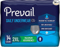 Prevail Mens Protective Daily Underwear | Size 2X-Large | Maximum Absorbency | 14 Count