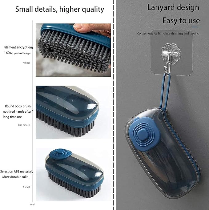 Plastic Refillable Liquid Adding Kitchen Dish Washing Pot Scrub Cleaning Brush for Home Cleaning Soft Bristle Laundry Shoes Cleaning Brush (1Pcs)