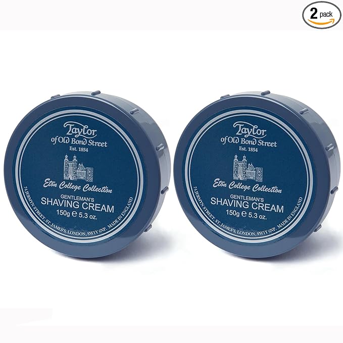 Taylor of Old Bond Street Eton College Fragrance Shaving Cream Bowl 150g (2-Pack) – Rich Lather for Traditional Shaving
