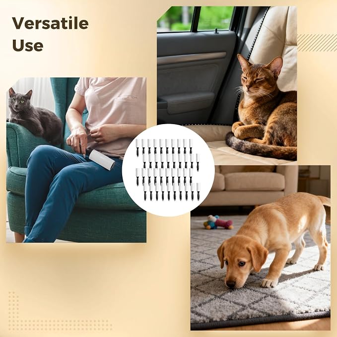 40 Pack Mini Lint Rollers Trval Size - 3.9 in Wide Sticky Paper Refills in 40 Sheets, Portable Lint Roller Removers Sticky Tool for Pet Hair, Car, Sofa, Bed, Carpet, Clothes