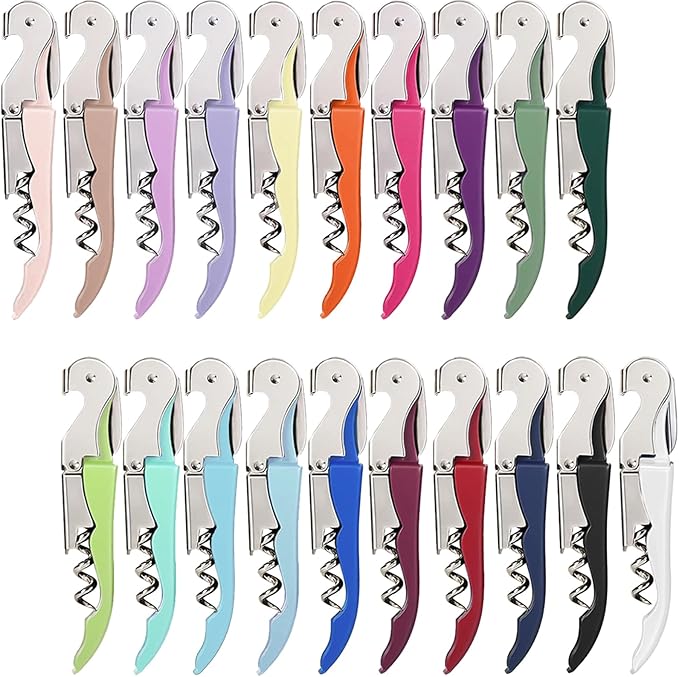 HYZ Wine Openers Bulk 20-Pack for Bartender, Waiter Corkscrew-Multi | Wine Keys for Severs, Commercial Grade Stainless Steel Double-Hinged Corkscrews with Foil Cutter