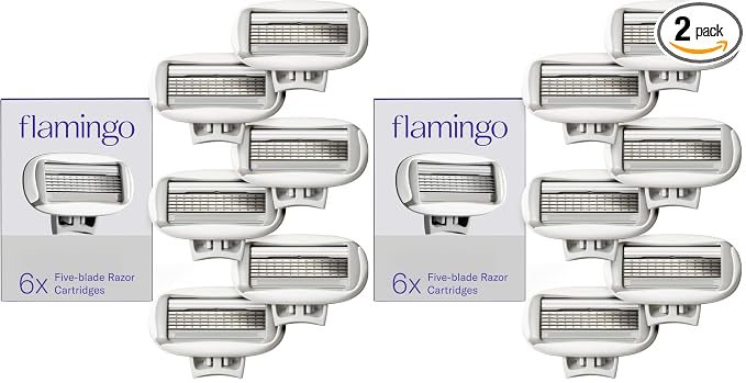 Flamingo Women's Original Razor Blade Refill Cartridges for Women - 5-Blade Shaving Razors for Women, 6 Count (Pack of 2)