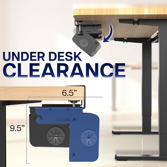 VIVO No Drill 35 inch Under-Desk Clamp-On Cable Management Box with Flip-Open Lid, Easy-to-Open Steel Cord and Power Strip Organizer, Cable Organizer Tray, 11 lbs Capacity, Black, DESK-ACMB35-C
