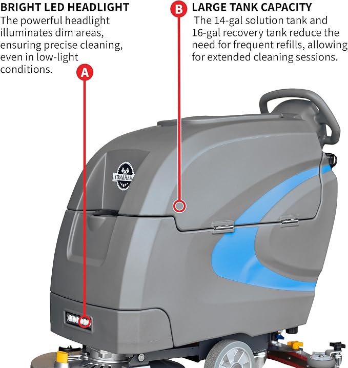 20” Auto Floor Scrubber Cleaner with Power Mop Brush Squeegee Cordless 24V Battery Powered