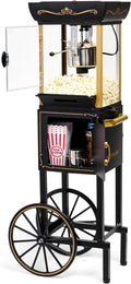 Nostalgia Popcorn Maker Machine - Vintage Theater Style Popcorn Cart With 2.5oz Stainless Steel Kettle, Makes Up To 10 Cups Easily - Bring Home the Fun with Theater Style Popcorn Machine-Black
