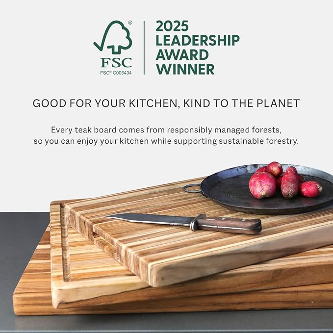 Teakhaus Butcher Block Carving Board - Extra Large Reversible Wooden Cutting Board with Juice Groove - Holiday Gift Ideas for Men and Women - Gift-Ready End Grain Wood, Knife Friendly - FSC Certified