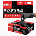 London Labs Heavy Duty 6 Mil Black Nitrile Gloves - Disposable, Latex & Powder Free | Mechanic, Food Prep & Tattoo | Rubber Gloves for Cooking, Cleaning & Household | Pack of (200)