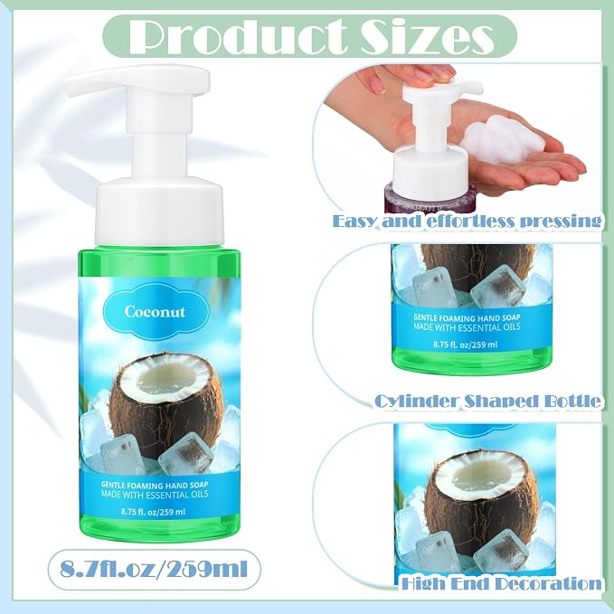 6 Pack Summer Foaming Hand Soap with Pump Care Moisturizing Liquid Scented Gentle Foam Hand Wash Employee Thank You Gift Bulk for Kitchen Bathroom Family Teacher Staff Doctor 8.75 Fl. oz