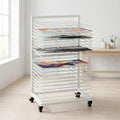 OFFICEROO White Art Drying Rack for Classroom & Preschool – 18-Shelf Mobile Paint Drying Rack, Canvas & Paper Drying Rack for Art Storage