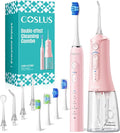 COSLUS C51C30 Water Flosser Electric Toothbrush Combo, 2-1 Oral Clean Kit | Portable Brushing & Flossing for Teeth & Braces Cleaning, Multiple Modes for Family Use, Cordless for Home & Travel, Pink