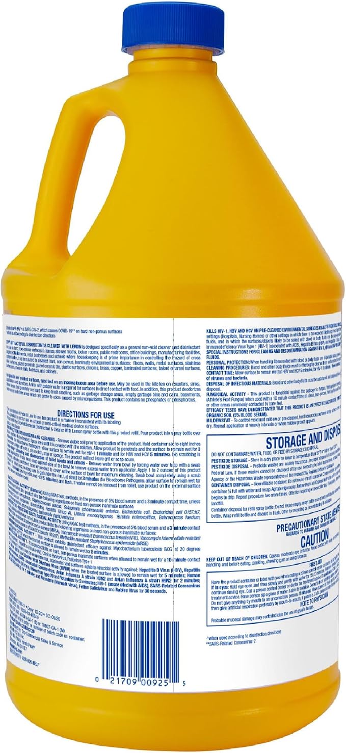 Zep Commercial 1041688 Antibacterial Disinfectant Cleaner with lemon , 1 gal Bottle