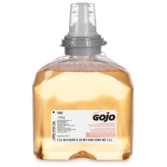GOJO TFX Premium Foam Antibacterial Handwash, Fresh Fruit Scent, 1200 mL Touch-Free Dispenser (Pack of 2) - 5362-02