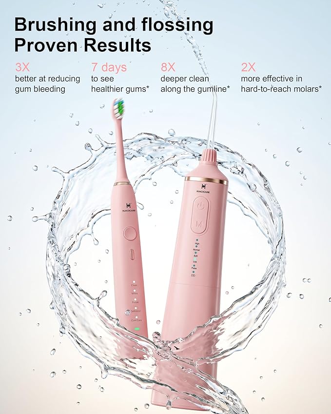 Upgraded Pro Dental Care Kit: 5-Mode Water Flosser & 50,000 VPM Sonic Electric Toothbrush | Premium Oral Clean Set with Enhanced Cleaning Modes, Larger Tank & Refined Design for Advanced Gum Health