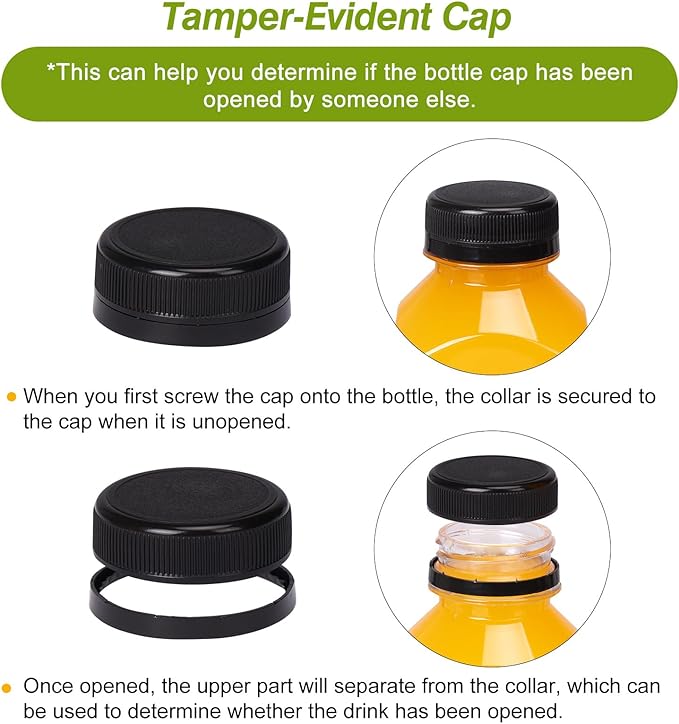 TOMNK 32pcs 16oz Plastic Juice Bottles with Lids, Juice Containers with Caps and Labels, Funnel, Brush, Beverage Containers for Juicing, Smoothies, Tea, Milk