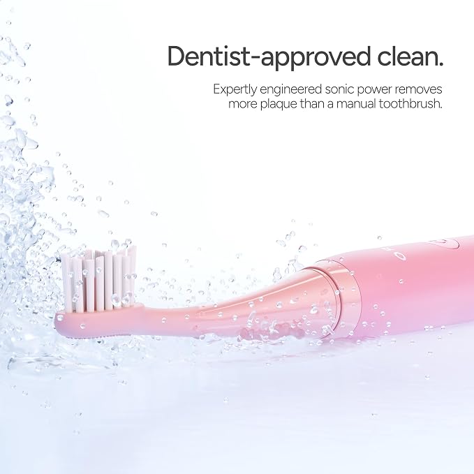 ORDO Sonic Lite Electric Toothbrush, Adults, Rechargeable, USB-C, Petal | Rechargeable sonic electric toothbrush, 35,000 pulses/min, dual modes, smart timer, 5+ week battery, USB-C charger