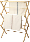 Gibson Home Riverrun Foldable Bamboo Drying Rack for Clothes, Towels, Blankets – 2-Tier Collapsible Laundry Drying Rack, Space-Saving Air Dry Stand for Indoor & Outdoor Use - Pre Assembled